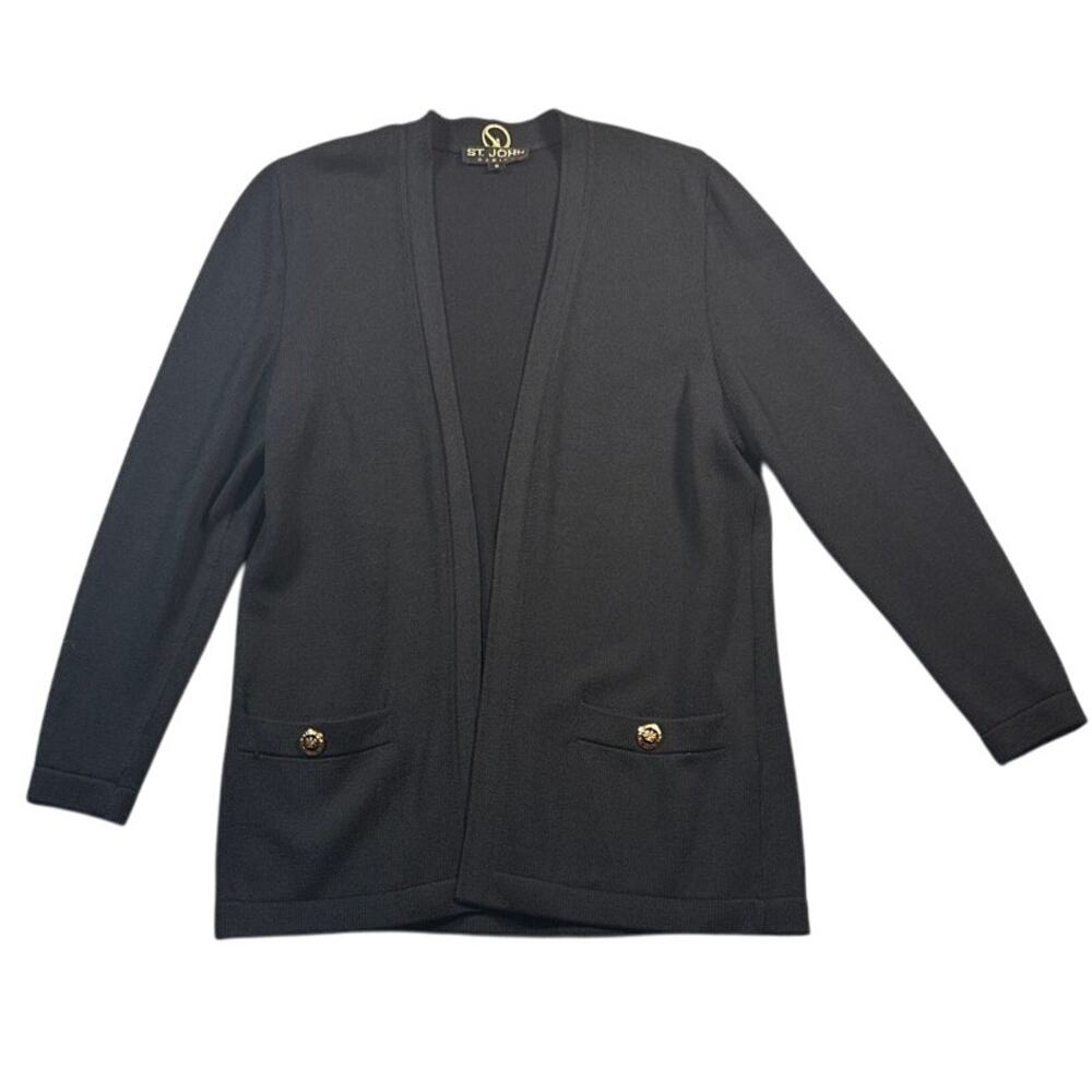 St. John Basics Black Knit Cardigan and Tank Twinset Size Medium